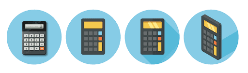 Calculator drawn in 4 different styles.